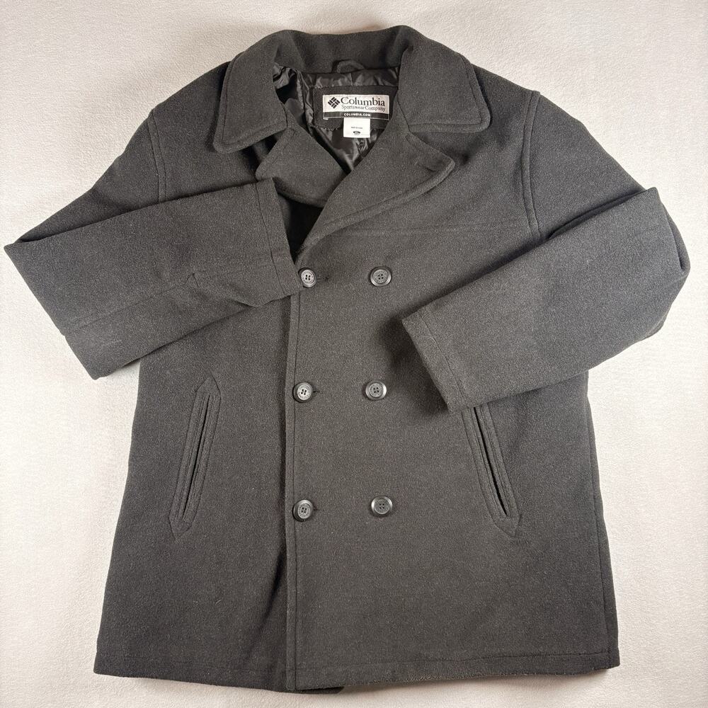 Columbia Men's XL Black Wool Double Breasted Peacoat